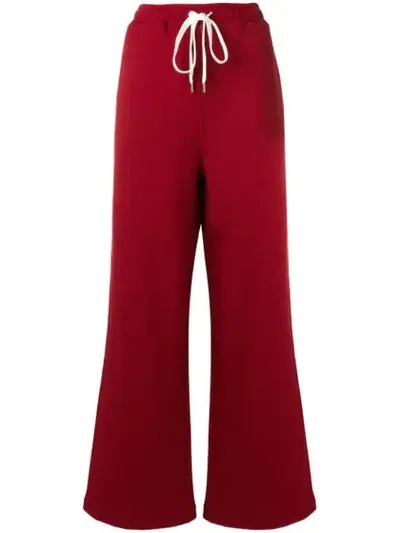 Marni Cotton-jersey Wide-leg Track Pants In Red