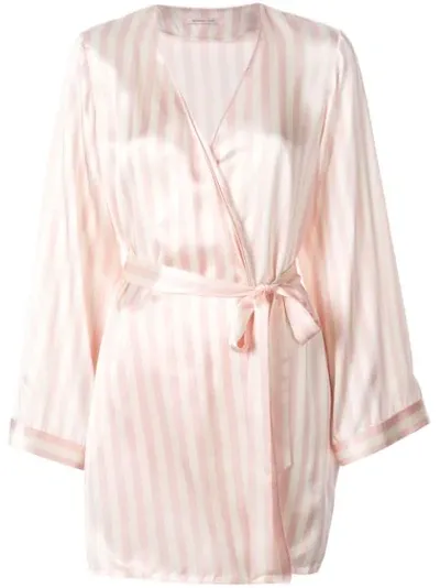 Morgan Lane Langley Silk Striped Print Robe In Pink