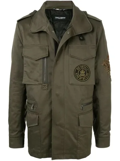 Dolce & Gabbana Zipped Military Jacket In Green