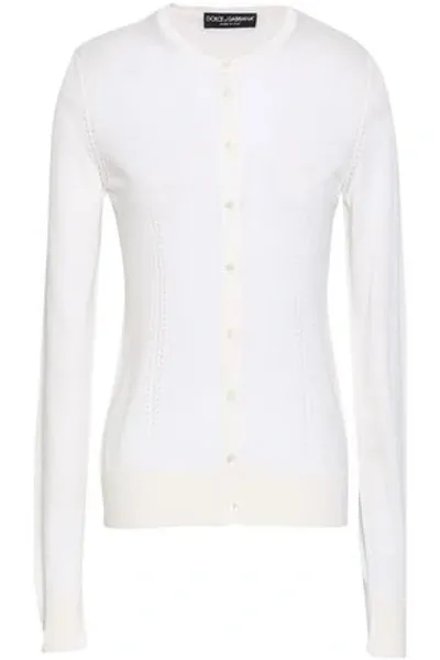 Dolce & Gabbana Silk Cardigan In Ivory