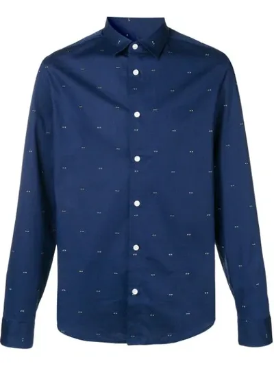 Kenzo Urban Slim Fit Eye Pattern Sport Shirt In Blue