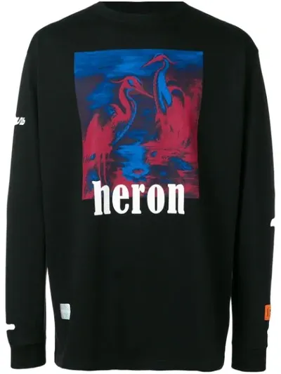 Heron Preston Heron-printed Cotton Sweatshirt In Black