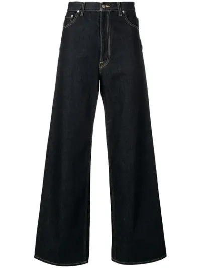 Facetasm Flared Wide Leg Jeans In Blue