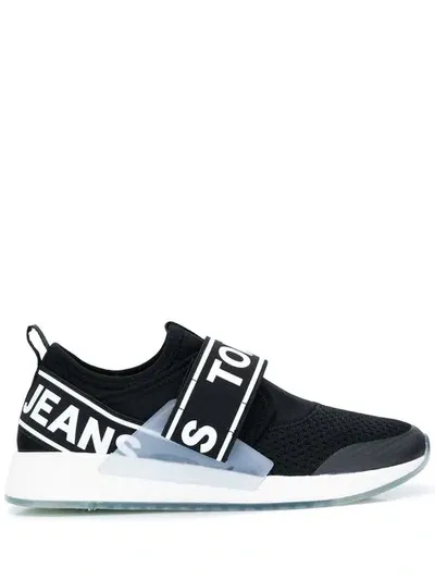 Tommy Hilfiger Logo Strap Sneakers In Black