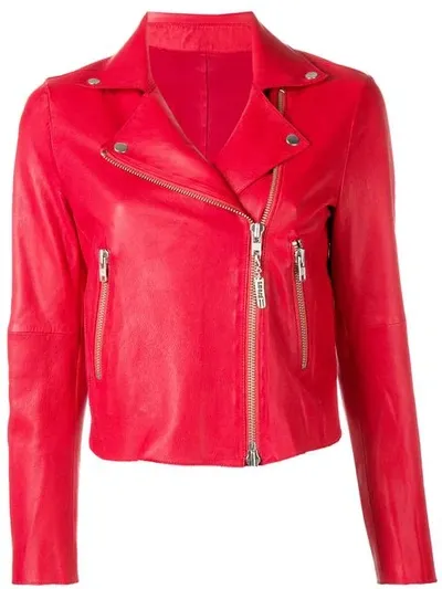 Sword 6.6.44 Cropped Style Biker Jacket In Red