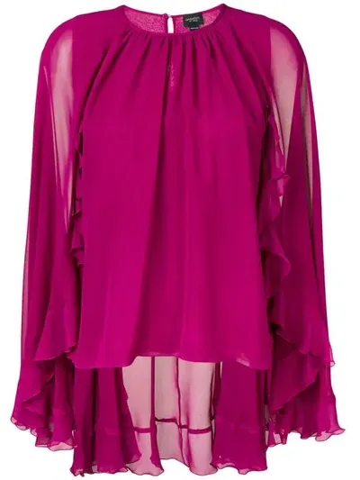 Giambattista Valli Cape Style Ruffle Blouse In Purple