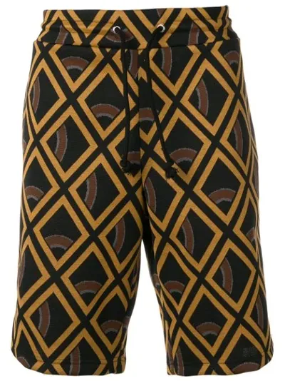 Maison Margiela Men's Geometric Print Shorts Orange In Beige