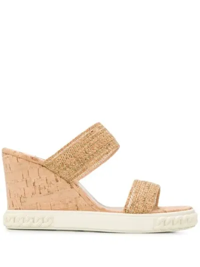 Casadei Slip-on Wedge Sandals In Neutrals