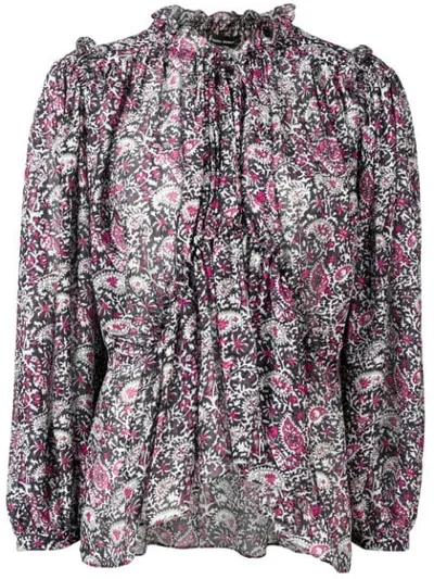 Isabel Marant Noon Ruffled Paisley Blouse In Violet