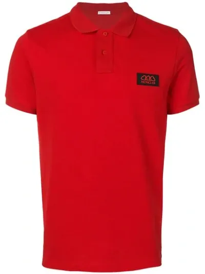 Moncler Logo Patch Polo Shirt In Red