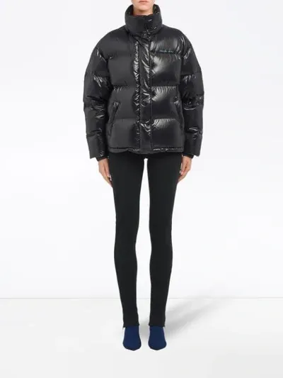 Prada Ciré Nylon Puffer Jacket In Schwarz