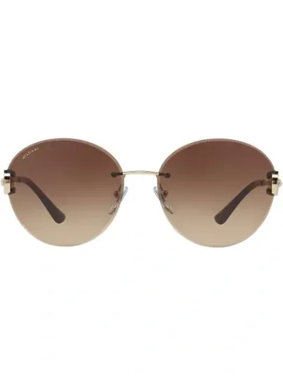 Bulgari Round Frame Sunglasses In Metallic