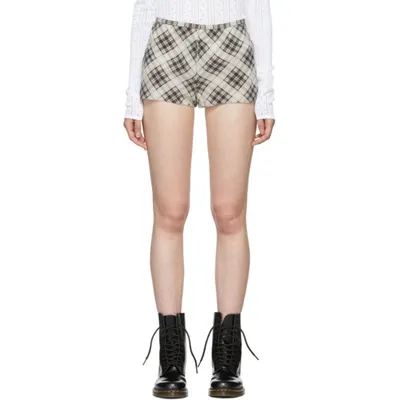 Marc Jacobs Redux Grunge Plaid Washed Silk Shorts In Grey