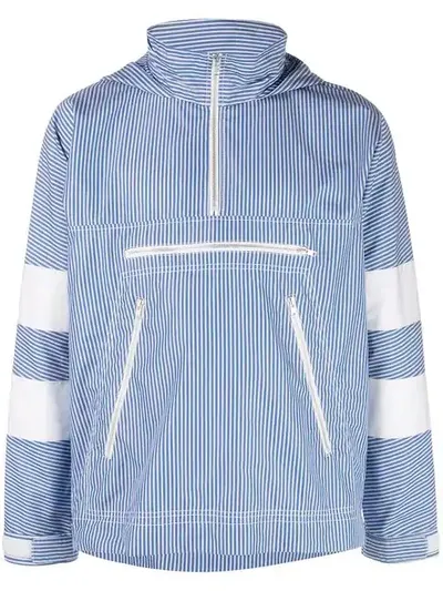 Comme Des Garçons Shirt Striped Hoodie In Blue