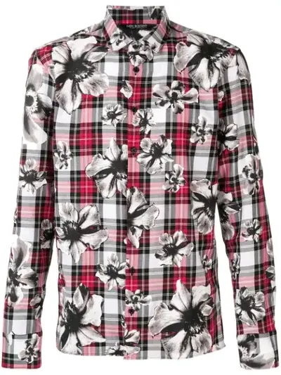 Neil Barrett Floral Plaid Shirt In Red