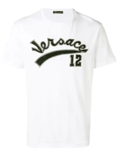 Versace Embroidered Logo T-shirt In White