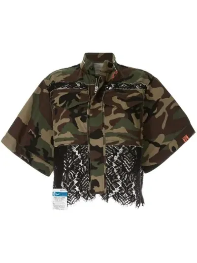 Miharayasuhiro Lace Camouflage Jacket In Green