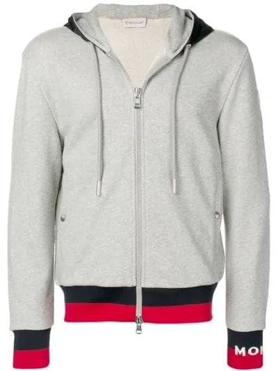 Moncler Hooded Zip-up Jacket In Grey