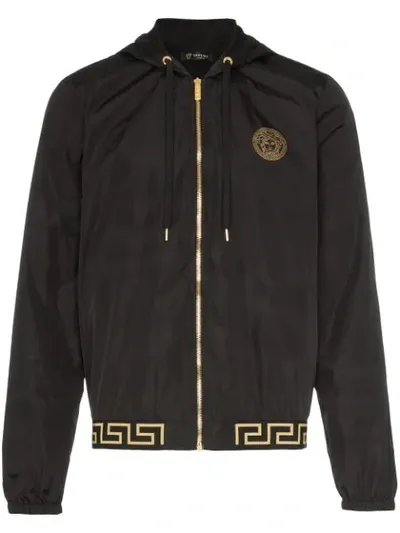 Versace Men's Greek Key Zip-front Jacket In Black