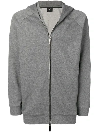 Giuseppe Zanotti Zip Front Hoodie In Grey