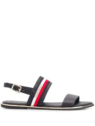 Tommy Hilfiger Stripe Detail Sandals In Blue