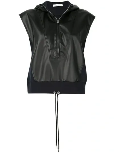 Cedric Charlier Half-zip Hooded Sweatshirt In Black