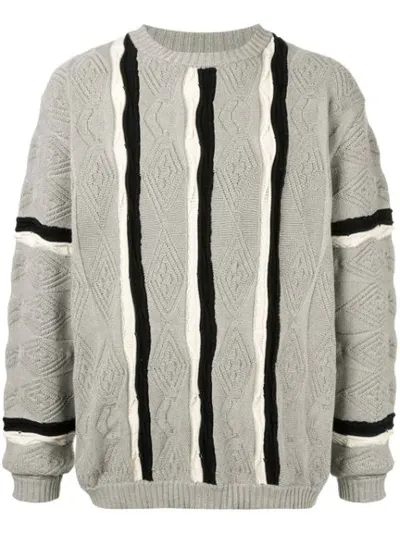 Factotum Striped Jumper In Grey