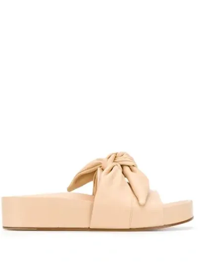 Jil Sander Knot Front Slides In Neutrals