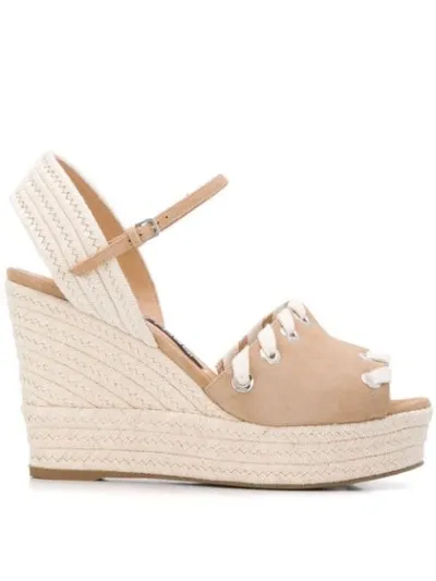 Sergio Rossi High Wedge Sandals In Neutrals