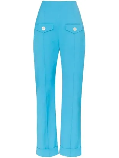 George Keburia High-waisted Pocket Detail Straight Leg Trousers In Blue