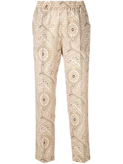 Etro Paisley Print Trousers In Neutrals