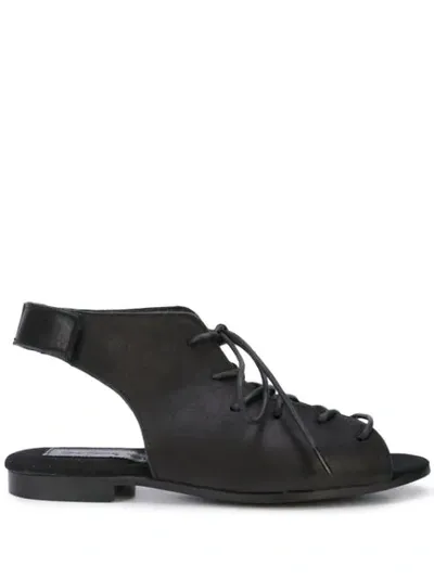 Yohji Yamamoto Lace-up Slingback Sandals In Black