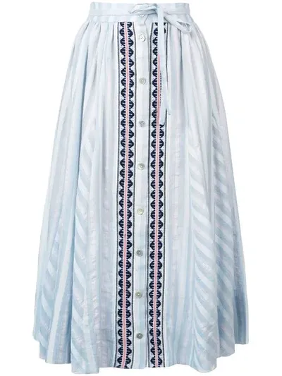 Lemlem Nefasi Button-down Full Skirt In Blue