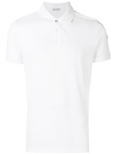 Moncler Tricolour Button Slim-fit Polo Shirt In White