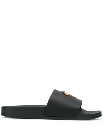 Giuseppe Zanotti Birel Logo Plaque Slides In Black