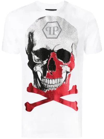 Philipp Plein Embellished Skull T-shirt In White