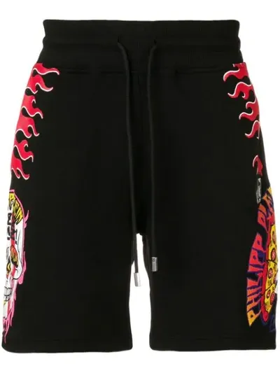 Philipp Plein Pizza Boys Shorts In Black