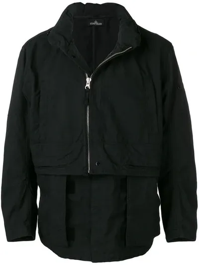 Stone Island Shadow Project Half Zipped Jacket In Black