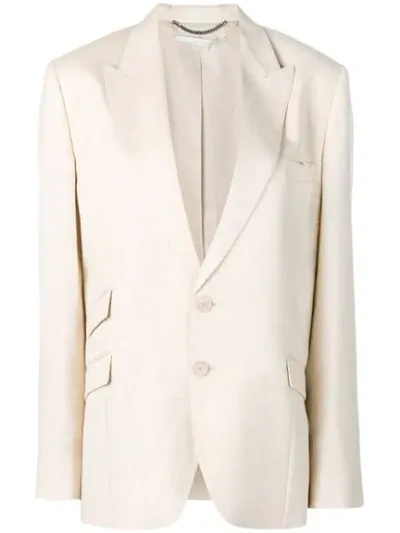 Stella Mccartney Linen Boyfriend Blazer Jacket In Neutrals