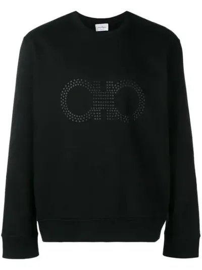 Ferragamo Crew Neck Sweatshirt In Black