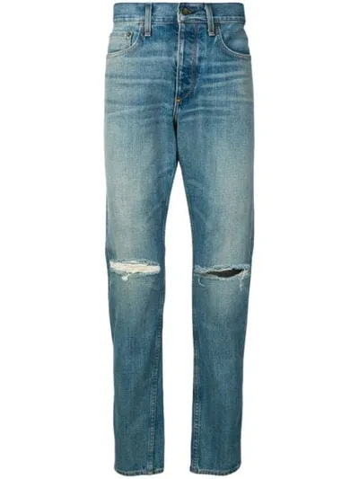 Rag & Bone Ripped Straight-leg Jeans In Blue