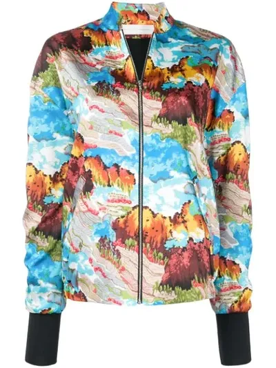 Victoria Victoria Beckham Landscape Bomber Jacket In Blue