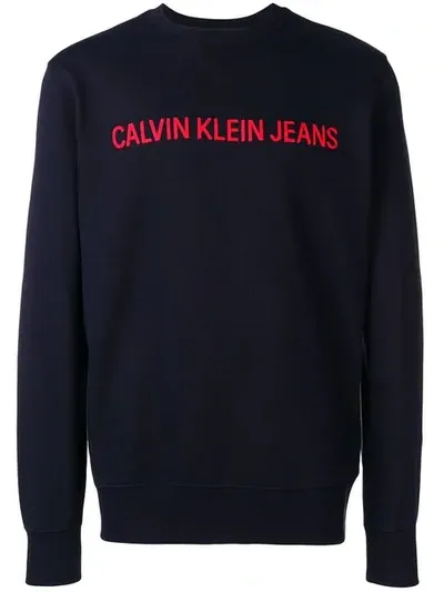 Calvin Klein Jeans Est.1978 Logo Stitched Sweatshirt In Blue