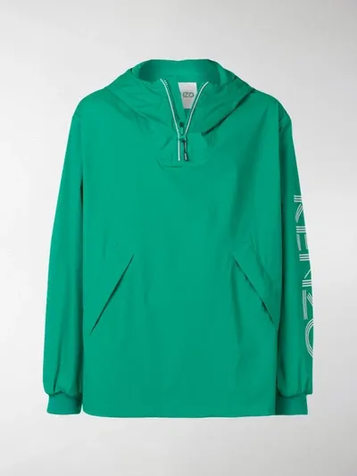 Kenzo Logo Print Windbreaker In Green