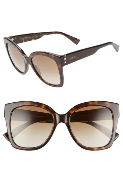 Gucci Rectangular Tortoiseshell Sunglasses In Brown