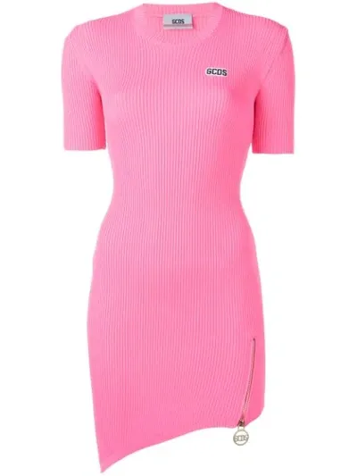 Gcds Ribbed Fitted Dress In Pink