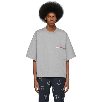 Thom Browne Oversized Jersey Pocket Tee In 055 Lightgr