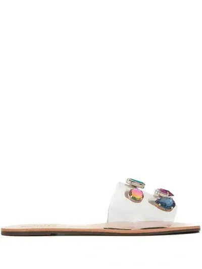 Schutz Embellished Slide Sandals In Brown