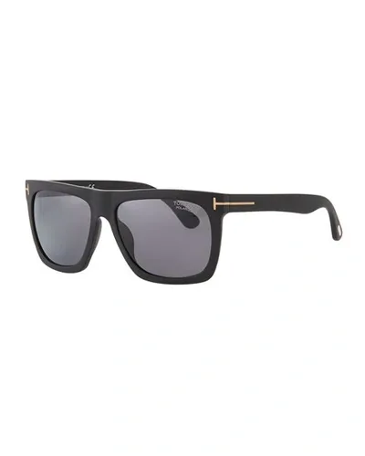 Tom Ford Morgan Thick Square Acetate Sunglasses, Black/blue In Black Gold