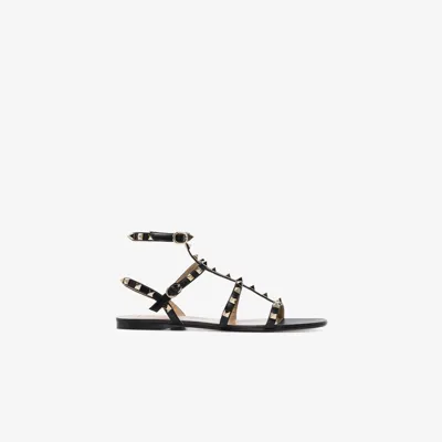 Valentino Garavani Rockstud Ankle Strap Sandals In Black